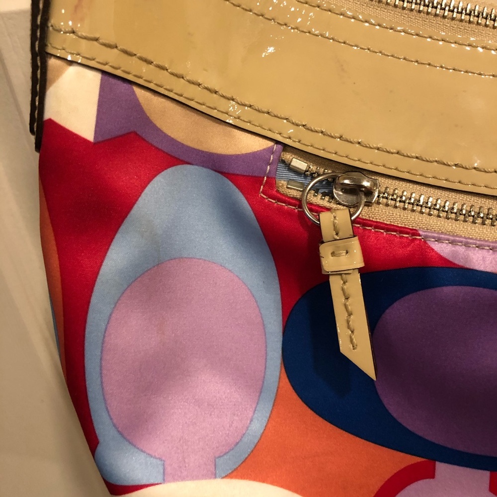 COACH Soho pleated scarf print sateen purse bag - Picture 7 of 8